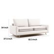 Yaana Sofa with Feather Blend Pillows- Oak Brown Wood- White 83 Inch
