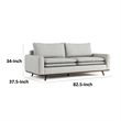 Yaana Sofa with Feather Blend Pillows- Dark Brown Wood- Gray 83 Inch