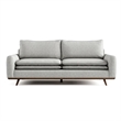 Yaana Sofa with Feather Blend Pillows- Dark Brown Wood- Gray 83 Inch