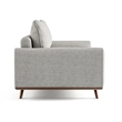 Yaana Sofa with Feather Blend Pillows- Dark Brown Wood- Gray 83 Inch