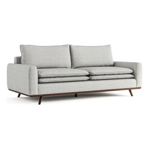 Yaana Sofa with Feather Blend Pillows- Dark Brown Wood- Gray 83 Inch