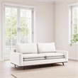 Yaana Sofa with Feather Blend Pillows- Dark Brown Wood- White 83 Inch