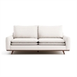 Yaana Sofa with Feather Blend Pillows- Dark Brown Wood- White 83 Inch