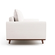 Yaana Sofa with Feather Blend Pillows- Dark Brown Wood- White 83 Inch