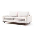 Yaana Sofa with Feather Blend Pillows- Dark Brown Wood- White 83 Inch