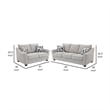 Kito 2pc Living Room Sofa Set- Modern Sloped Arms- Light Gray Boucle