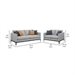 Azzy 2pc Sofa and Loveseat Set- Modern Track Arms- Light Gray Fabric