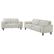 Dero 2pc Modern Sofa Set with Dark Brown Tapered Legs- Tufted Greige