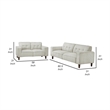 Dero 2pc Modern Sofa Set with Dark Brown Tapered Legs- Tufted Greige