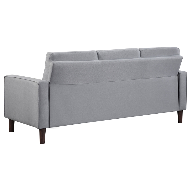 Bow 2pc Sofa Set with Track Arms and Tapered Legs- Gray Grid Tufted Fabric