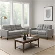 Bow 2pc Sofa Set with Track Arms and Tapered Legs- Gray Grid Tufted Fabric