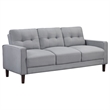 Bow 2pc Sofa Set with Track Arms and Tapered Legs- Gray Grid Tufted Fabric
