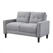 Bow 2pc Sofa Set with Track Arms and Tapered Legs- Gray Grid Tufted Fabric