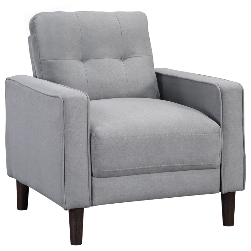 Bow 3pc Sofa Set with Track Arms and Tapered Legs- Gray Grid Tufted Fabric
