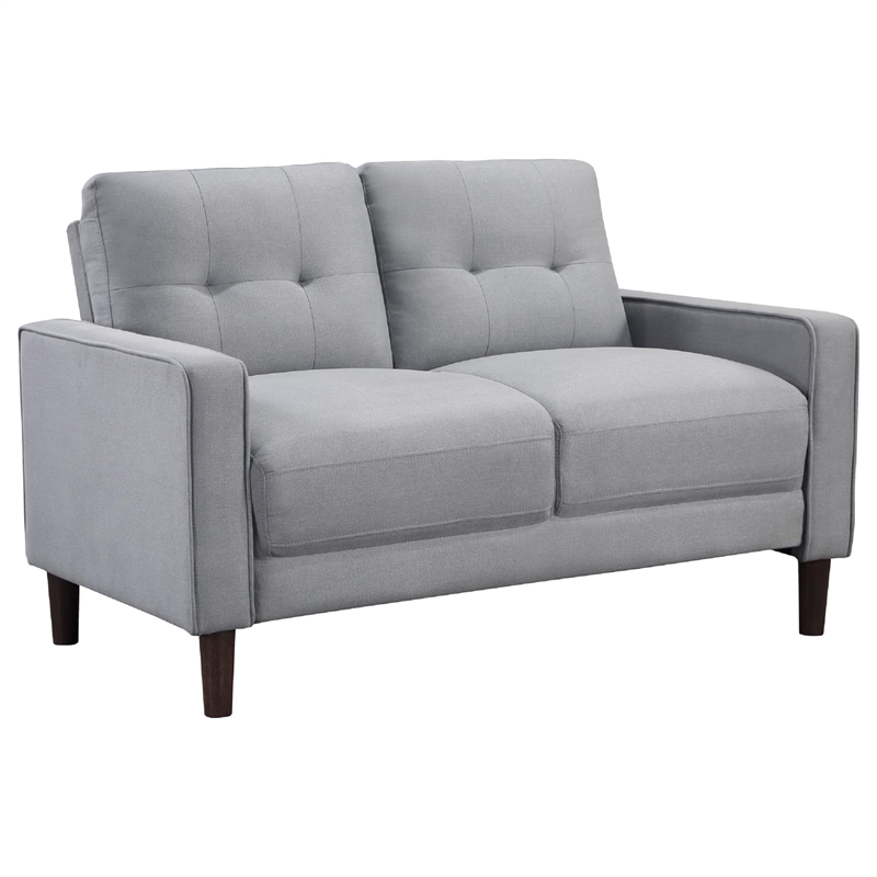 Bow 3pc Sofa Set with Track Arms and Tapered Legs- Gray Grid Tufted Fabric