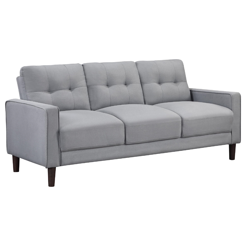 Bow 3pc Sofa Set with Track Arms and Tapered Legs- Gray Grid Tufted Fabric