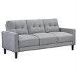 Bow 3pc Sofa Set with Track Arms and Tapered Legs- Gray Grid Tufted Fabric