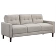 Bow 2pc Sofa Set with Track Arms and Tapered Legs- Beige Grid Tufted Fabric