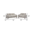 Bow 2pc Sofa Set with Track Arms and Tapered Legs- Beige Grid Tufted Fabric