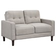 Bow 2pc Sofa Set with Track Arms and Tapered Legs- Beige Grid Tufted Fabric