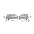 Bow 2pc Sofa Set with Track Arms and Tapered Legs- Beige Grid Tufted Fabric