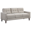 Bow 2pc Sofa Set with Track Arms and Tapered Legs- Beige Grid Tufted Fabric
