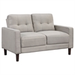 Bow 2pc Sofa Set with Track Arms and Tapered Legs- Beige Grid Tufted Fabric