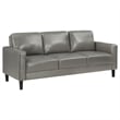 Rumi 2pc Sofa and Loveseat Set- Modern Track Arms- Gray Faux Leather