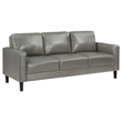 Rumi 2pc Sofa and Loveseat Set- Modern Track Arms- Gray Faux Leather