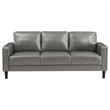Rumi 2pc Sofa and Loveseat Set- Modern Track Arms- Gray Faux Leather