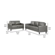 Rumi 2pc Sofa and Loveseat Set- Modern Track Arms- Gray Faux Leather
