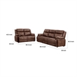 Ellen 2 Piece Sofa and Loveseat Set- Brown Faux Leather