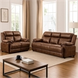 Ellen 2 Piece Sofa and Loveseat Set- Brown Faux Leather