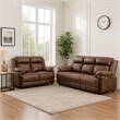 Ellen 2 Piece Sofa and Loveseat Set- Brown Faux Leather