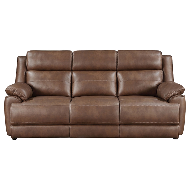 Ellen 2 Piece Sofa and Loveseat Set- Brown Faux Leather