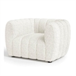 Hery Accent Chair- White Channel Tufted Boucle- Curved Low Back