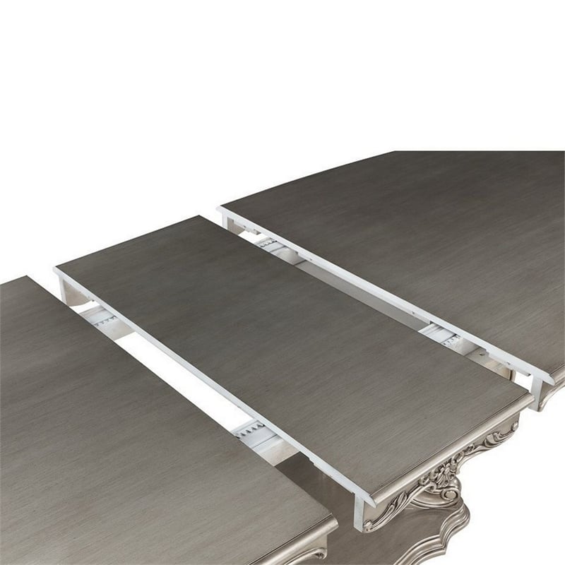 Aria 85-102 Inch Dining Table-Extendable Wood Top Classic Antique Platinum