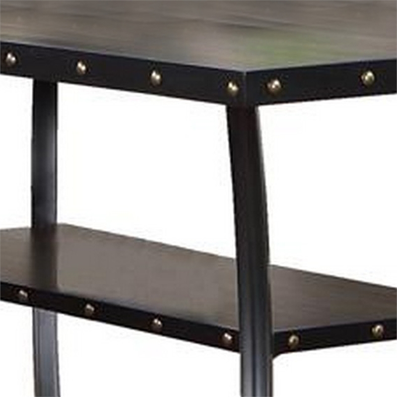 Sie 66 Inch Dining Table-Rectangular Nailhead Trim-Black Wood Finish