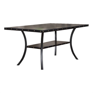 Sie 66 Inch Dining Table-Rectangular Nailhead Trim-Black Wood Finish