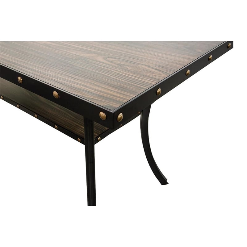 Sie 38 Inch Counter Height Table-Rectangular-Nailhead Trim-Black Wood
