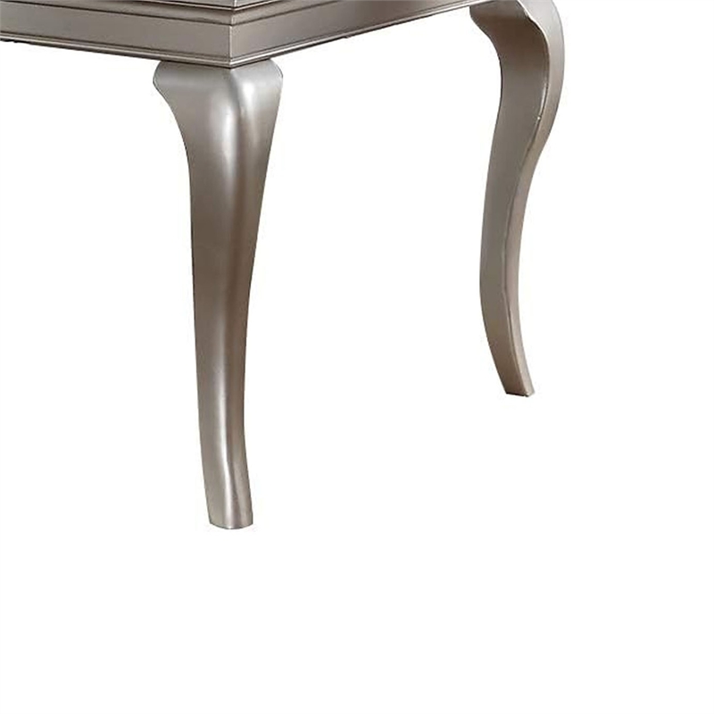 Reme 66-84 Inch Dining Table-6 Seater Extendable-Glass Silver Wood