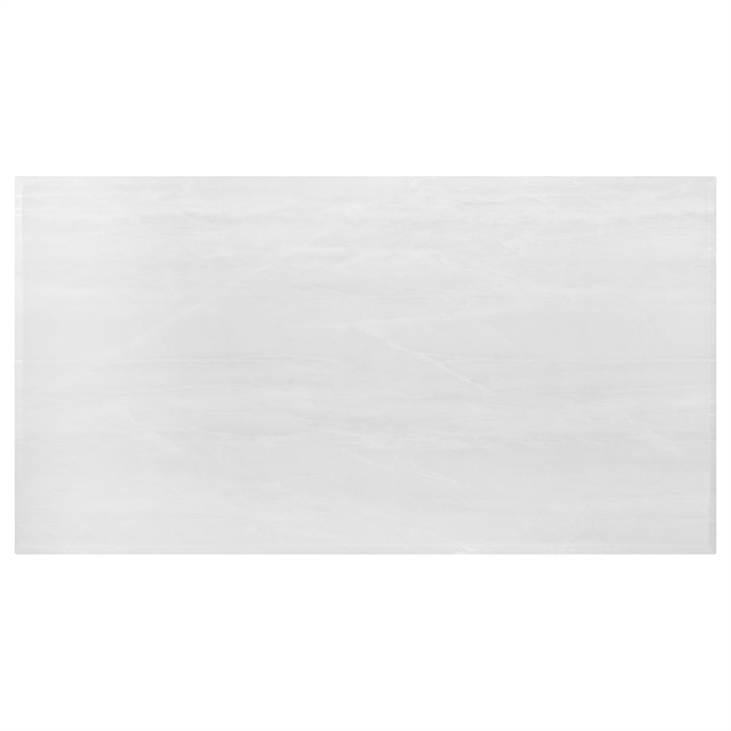 71 Inch Dining Table-Rectangular White Faux Marble Top-Pedestal Base