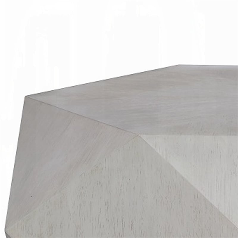 Hano Coffee Table-White Rubberwood-50 Inch-Geometric Plinth Base