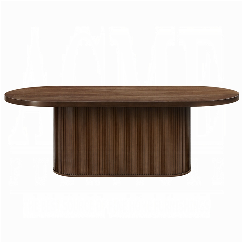Gamo Oval Dining Table-Vertical Reeded Details-Oak Brown 87 Inch