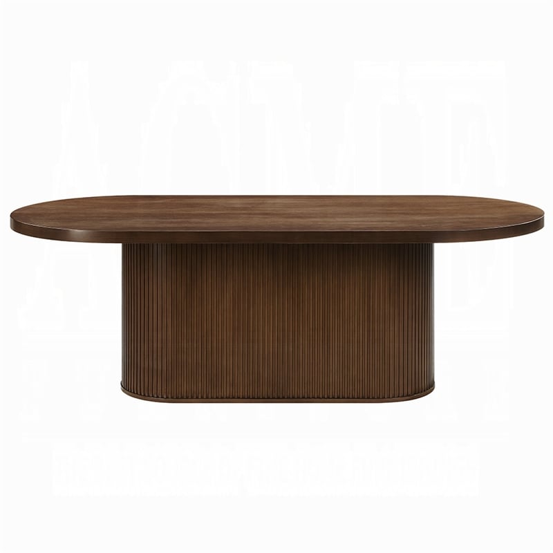 Gamo Oval Dining Table-Vertical Reeded Details-Oak Brown 87 Inch