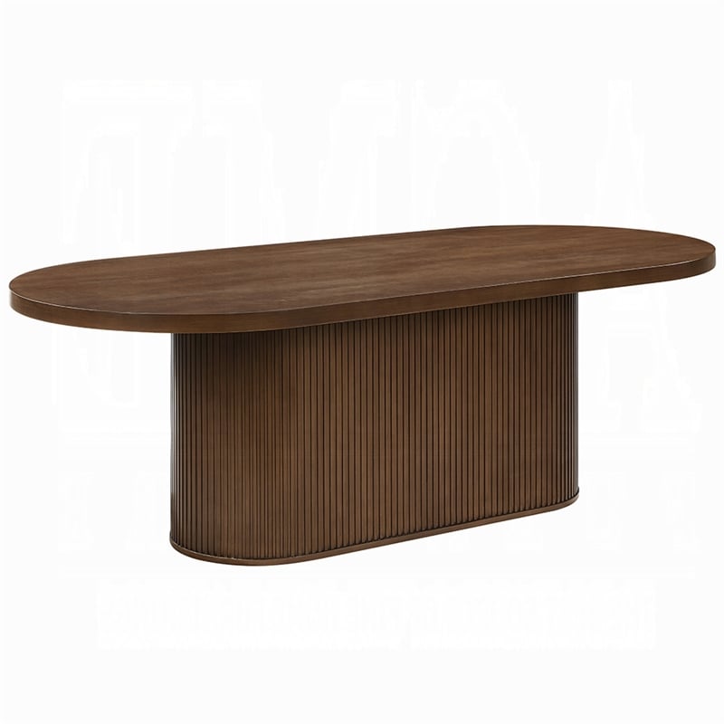 Gamo Oval Dining Table-Vertical Reeded Details-Oak Brown 87 Inch