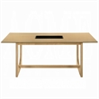 Yodo Rectangular Dining Table-U Sled Base-Natural Brown Wood 71 Inch