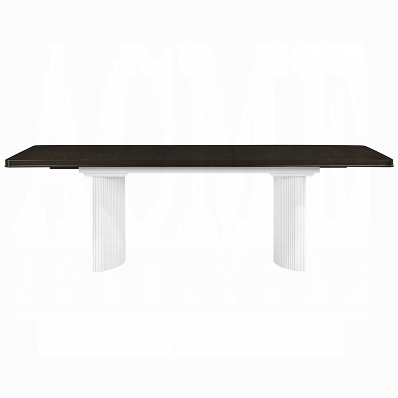 Aren Extendable Dining Table-Double Pedestal-Brown White-78-96 Inch