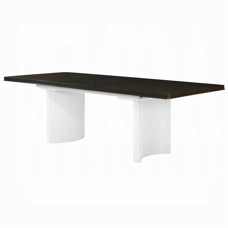 Aren Extendable Dining Table-Double Pedestal-Brown White-78-96 Inch