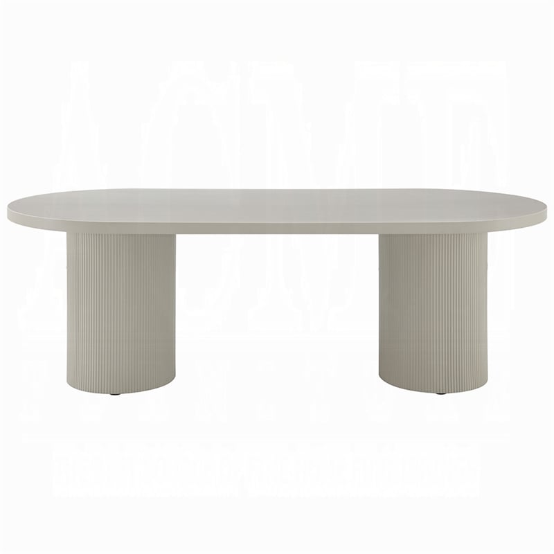 Liela Oval Dining Table-Double Pedestal Base-Bone White 87 Inch
